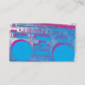 古い学校のテープおよび携帯用ステレオはカードの側面図を描きます 名刺 (裏面)