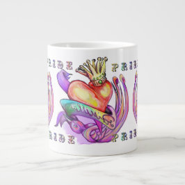 古い学校のハート入れ墨とプライド ジャンボコーヒーマグカップ