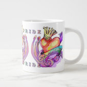 古い学校のハート入れ墨とプライド ジャンボコーヒーマグカップ (右)