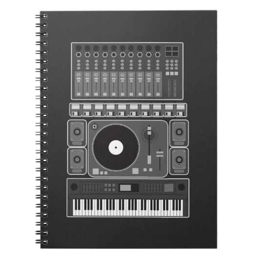 古い学校のヒップホップのラップミュージックのビートメーカーDJのギフト ノートブック (正面)