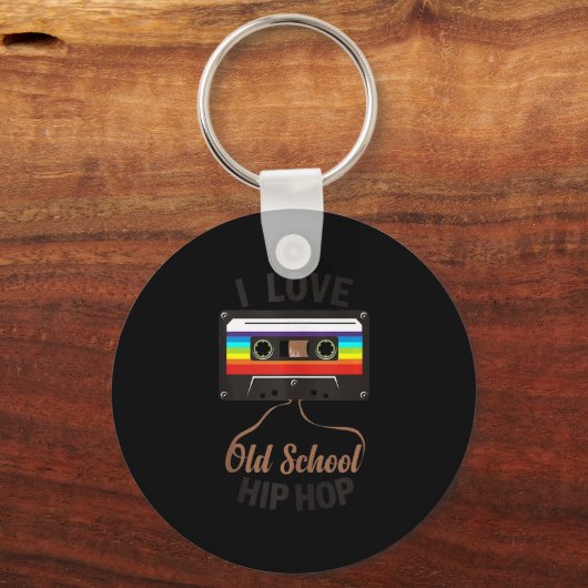 古い学校のヒップホップ音楽80s 90sカセットが大好き キーホルダー (正面)