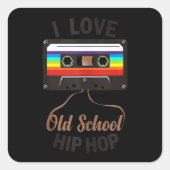 古い学校のヒップホップ音楽80s 90sカセットが大好き スクエアシール (正面)
