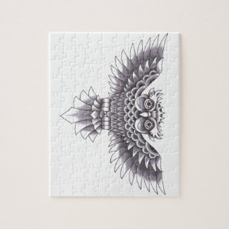 古い学校のフクロウの入れ墨のデザイン ジグソーパズル