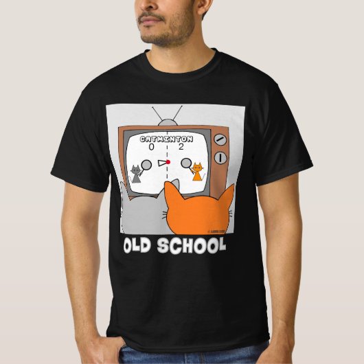 古い学校のレトロのゲーム猫おもしろいたち Tシャツ (正面)