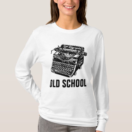 古い学校のヴィンテージのタイプライターのTシャツ Tシャツ (正面)
