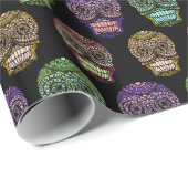 古い学校の入れ墨のスカル ラッピングペーパー (ロールコーナー)