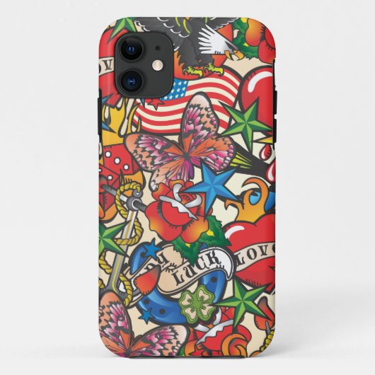 古い学校の入れ墨の携帯電話カバー場合 Case-Mate iPhoneケース (裏面)