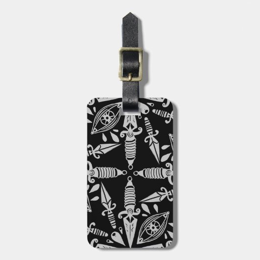 古い学校の入れ墨の短剣および目 ラゲッジタグ (正面縦)