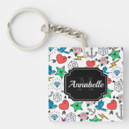 古い学校の入れ墨 キーホルダー