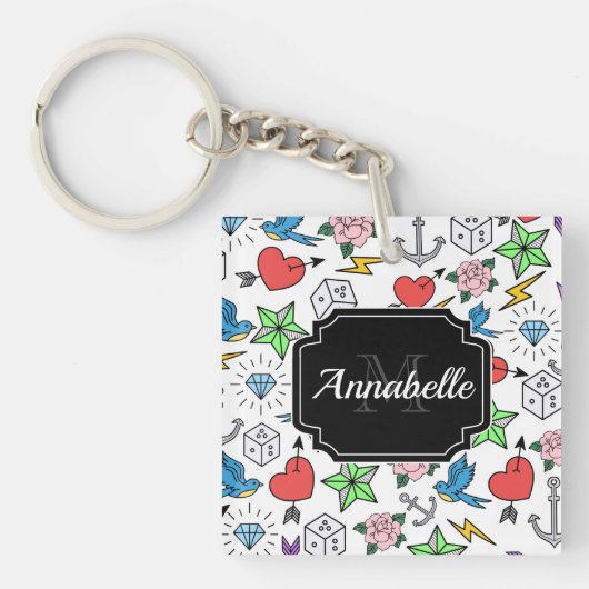 古い学校の入れ墨 キーホルダー (正面)