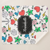 古い学校の入れ墨 シェルパブランケット (正面(横))