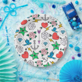 古い学校の入れ墨 ペーパープレート (パーティー)