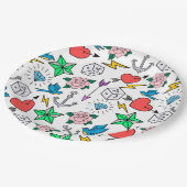 古い学校の入れ墨 ペーパープレート (アングル)