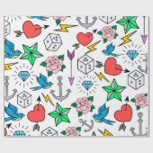 古い学校の入れ墨 ラッピングペーパー (フラット)