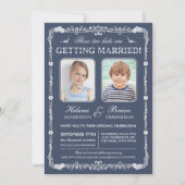 古い学校の写真の結婚式招待状 招待状 (正面)