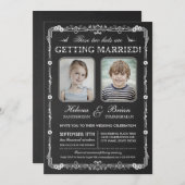 古い学校の写真の結婚式招待状 招待状 (正面/裏面)