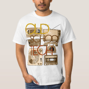 古い学校の技術のセピア色80sのTシャツ Tシャツ