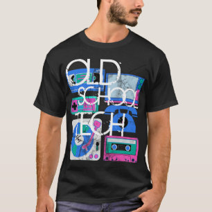 古い学校の技術、黒い80s Tシャツ