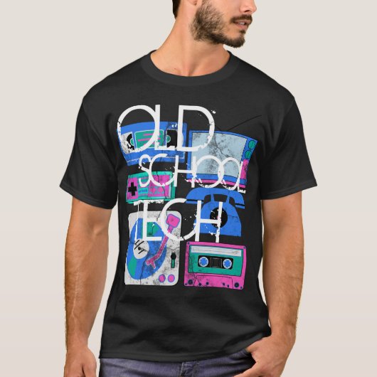 古い学校の技術、黒い80s Tシャツ (正面)