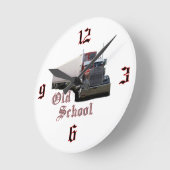 古い学校の柱時計 ラウンド壁時計 (傾斜)