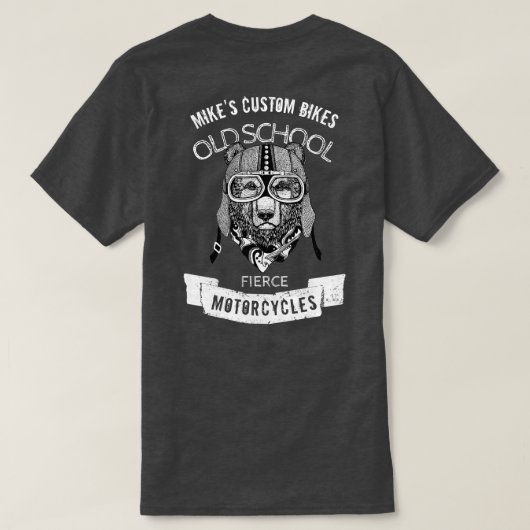 古い学校の激しいバイクに耐える Tシャツ (デザイン裏面)