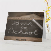 古い学校の石板の新学期 カード (黄色い花)