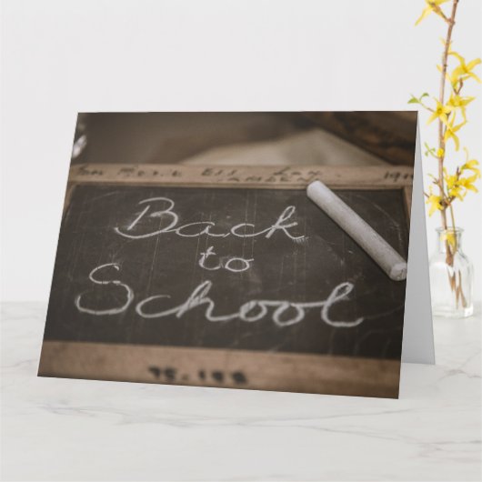 古い学校の石板の新学期 カード (黄色い花)