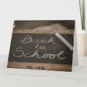 古い学校の石板の新学期 カード (正面)