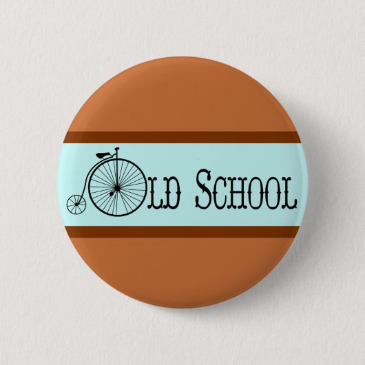 古い学校の自転車のペニーのFarthing 缶バッジ (正面)