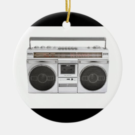 古い学校のBoomboxのラジオ セラミックオーナメント (正面)