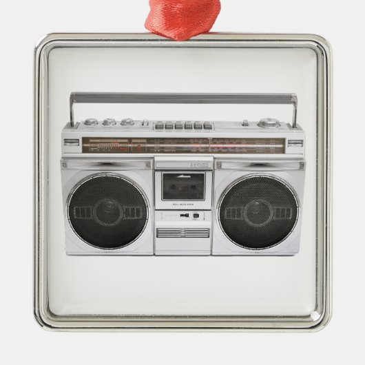 古い学校のBoomboxのラジオ メタルオーナメント (正面)