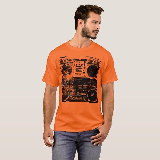 古い学校のBoomboxの絞り染めのワイシャツ Tシャツ (正面フル)