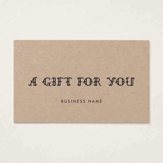 古い学校タトゥーパーラークラフトのギフト証明書 (正面)