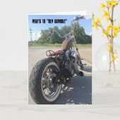 古い学校ボバーバイクの誕生日カード カード (黄色い花)