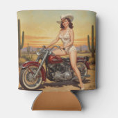古い学校レトロピンアップ女の子バイク 缶クーラー (裏面)