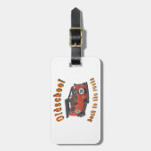 古い学校、赤い古い車 ラゲッジタグ (正面縦)