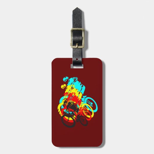 古い学校MTB /トライアル自転車の車輪 ラゲッジタグ (正面縦)