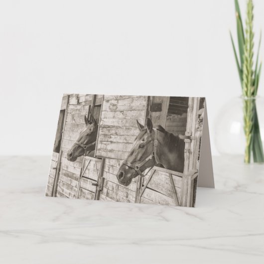 古い安定した馬のグリーティングカード シーズンカード (正面)