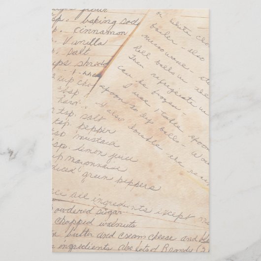 古い家族のレシピの文房具 便箋 (正面)