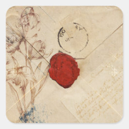 古い封筒みすぼらしいスクラップブック装飾 スクエアシール