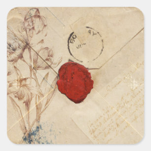 古い封筒みすぼらしいスクラップブック装飾 スクエアシール