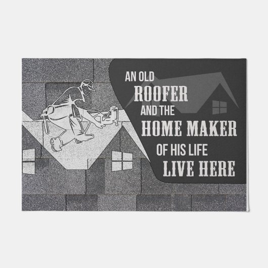 古い屋根とホームメーカーをかわいい ドアマット (正面)