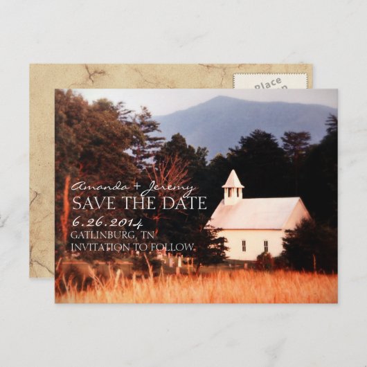 古い山の教会は日付を保存 案内ポストカード (正面/裏面)