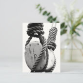 古い帆船のブロックと取り組み ポストカード (スタンド正面)