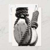 古い帆船のブロックと取り組み ポストカード (正面/裏面)