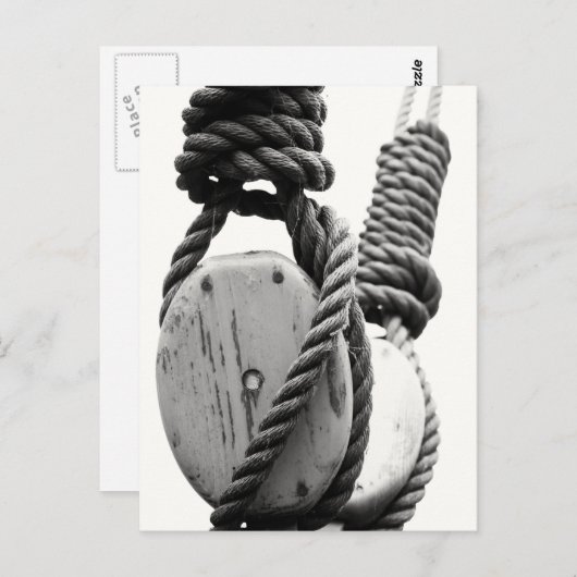 古い帆船のブロックと取り組み ポストカード (正面/裏面)