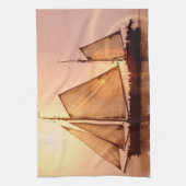 古い帆船の台所タオル キッチンタオル (縦)