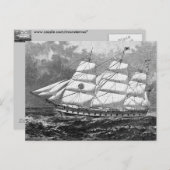 古い帆船はがき ポストカード (正面/裏面)