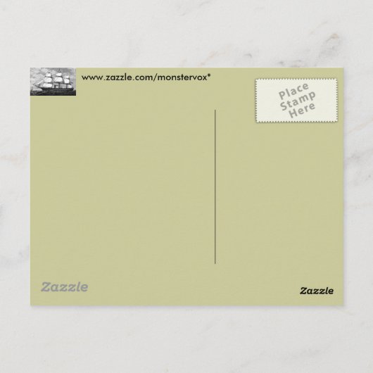 古い帆船 ポストカード (裏面)