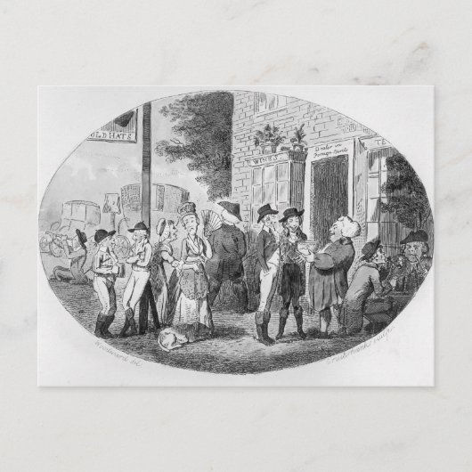 古い帽子の居酒屋の外で ポストカード (正面)